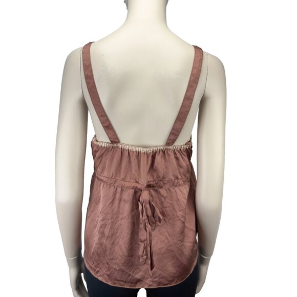 SANDRO Silk Coquette Dusty Pink Sleeveless Romantic Top Cami sz 1 / S - Picture 3 of 5